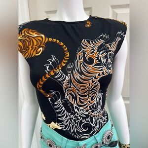 Black and Gold Graphic Women's Top